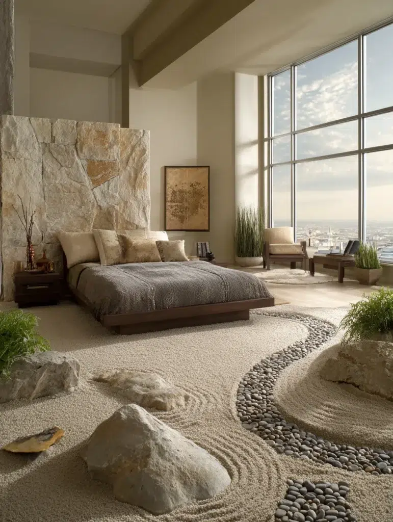 Calming Zen Bedroom Ideas: Incorporate Natural Stone Elements