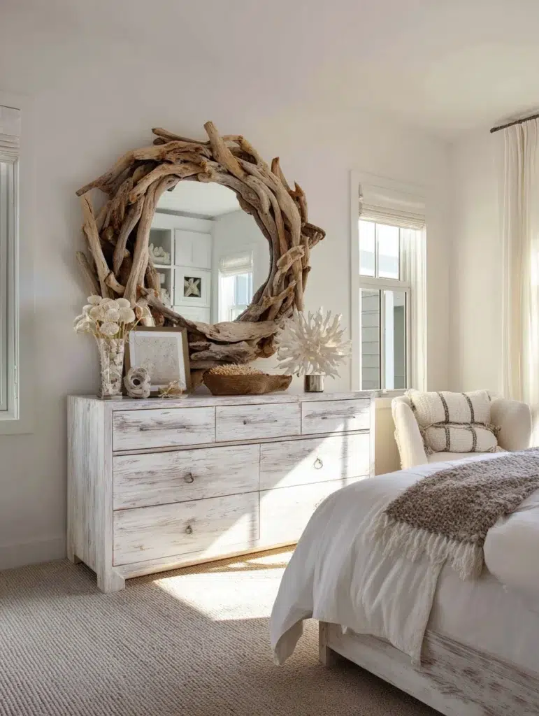 Coastal Bedroom Ideas: Use Driftwood Mirrors