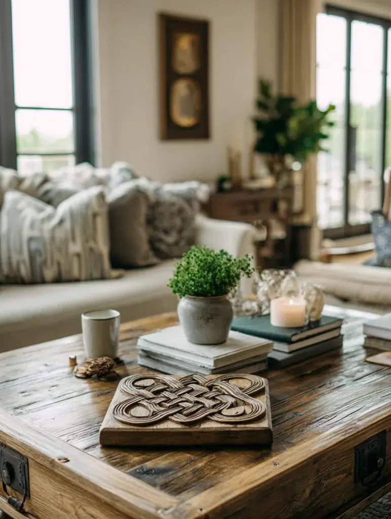 Irish Coffee Table Styling Ideas: Create a Celtic Knot Centerpiece Display
