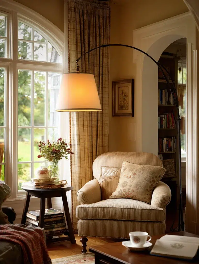 Aesthetic Irish Living Room Ideas: Cozy Reading Corner with Floor Lamp