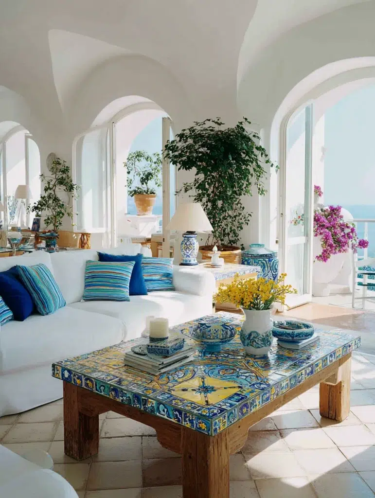 Italian Coffee Table Styling Ideas: Incorporate Hand-Painted Ceramic Tiles