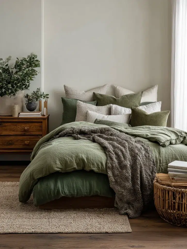 Sage Green Bedroom Ideas: Layer Sage Green Bedding
