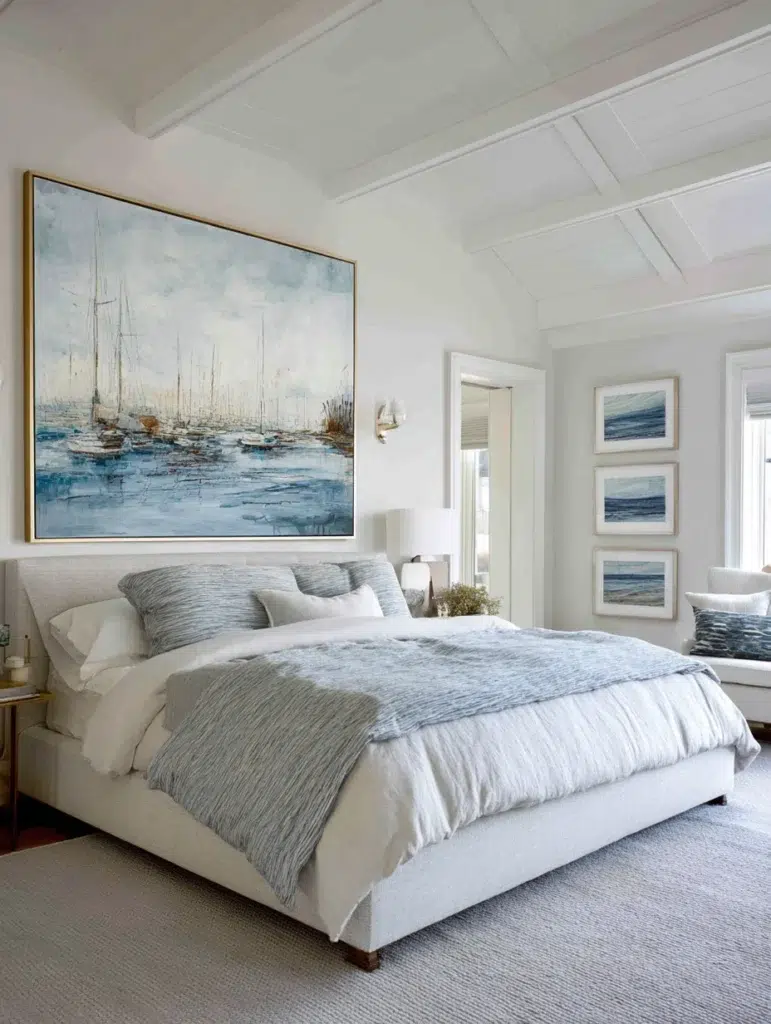 Coastal Bedroom Ideas: Hang Nautical Artwork