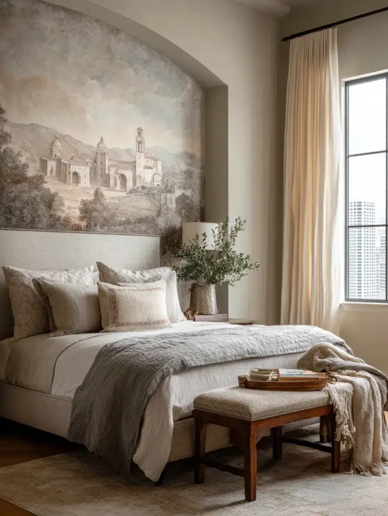 Aesthetic Italian Bedroom Ideas: Fresco-Inspired Wall Murals