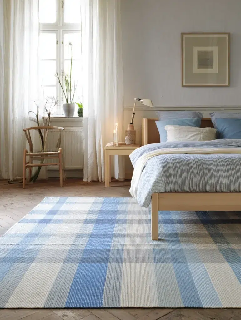 Stunning Swedish Bedroom Ideas: Striped Rugs—Not Just for Grandma