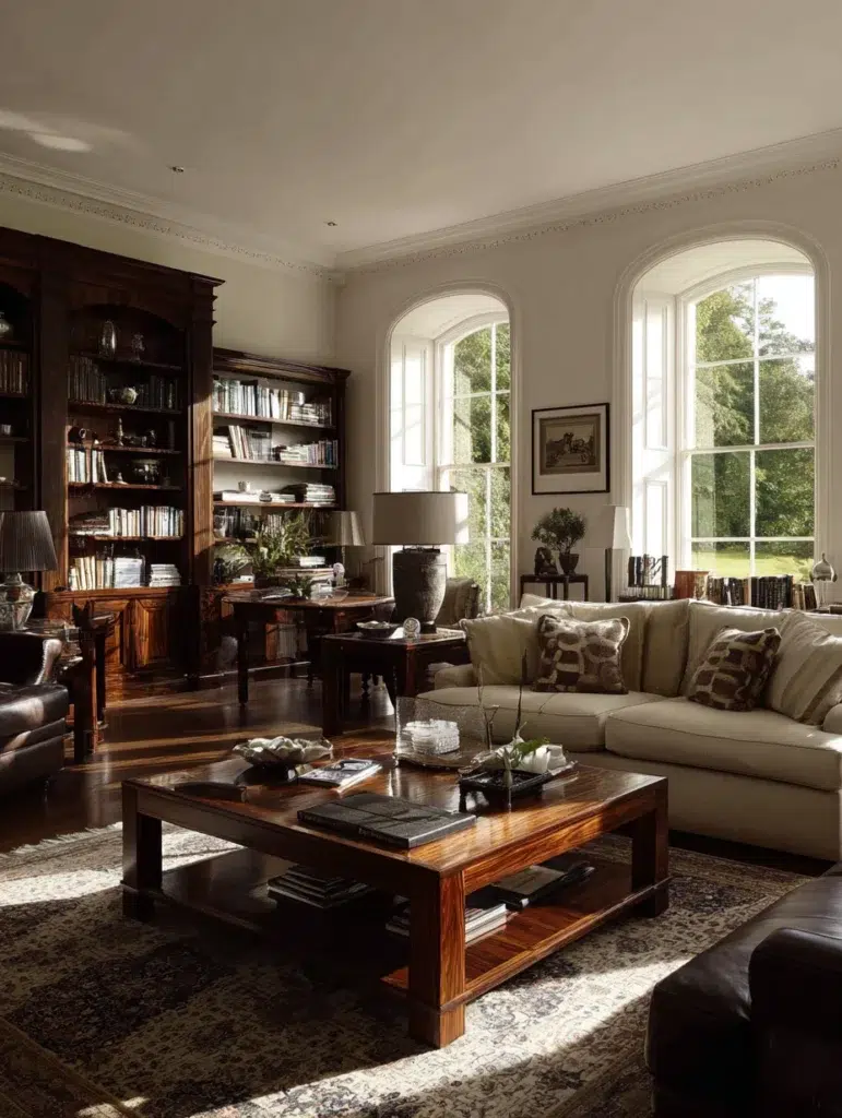 Aesthetic Scottish Living Room Ideas: Dark Wood Furniture