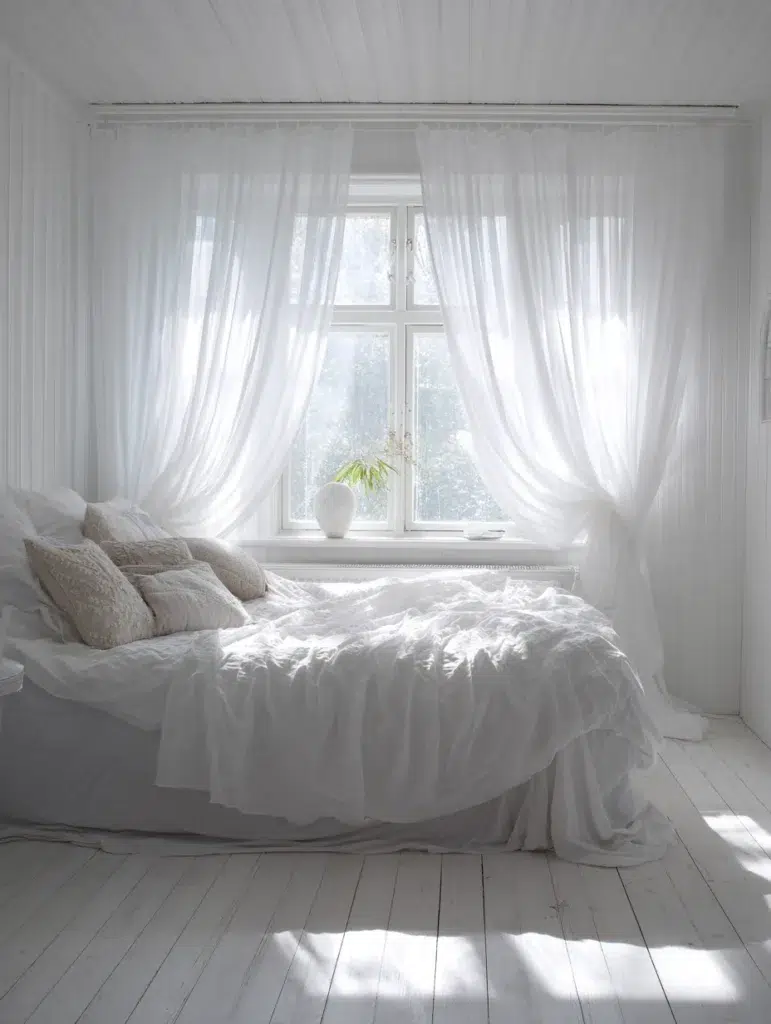 Stunning Swedish Bedroom Ideas: Sheer Curtains, Maximum Light