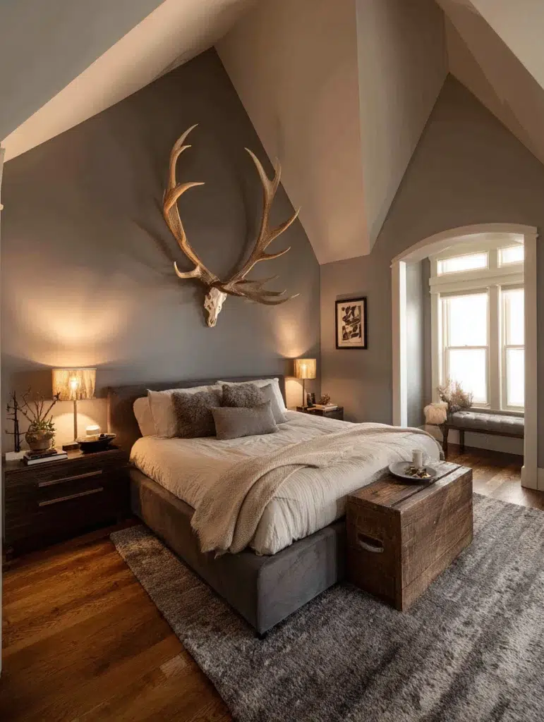 Aesthetic Scottish Bedroom Ideas: Antler Decor
