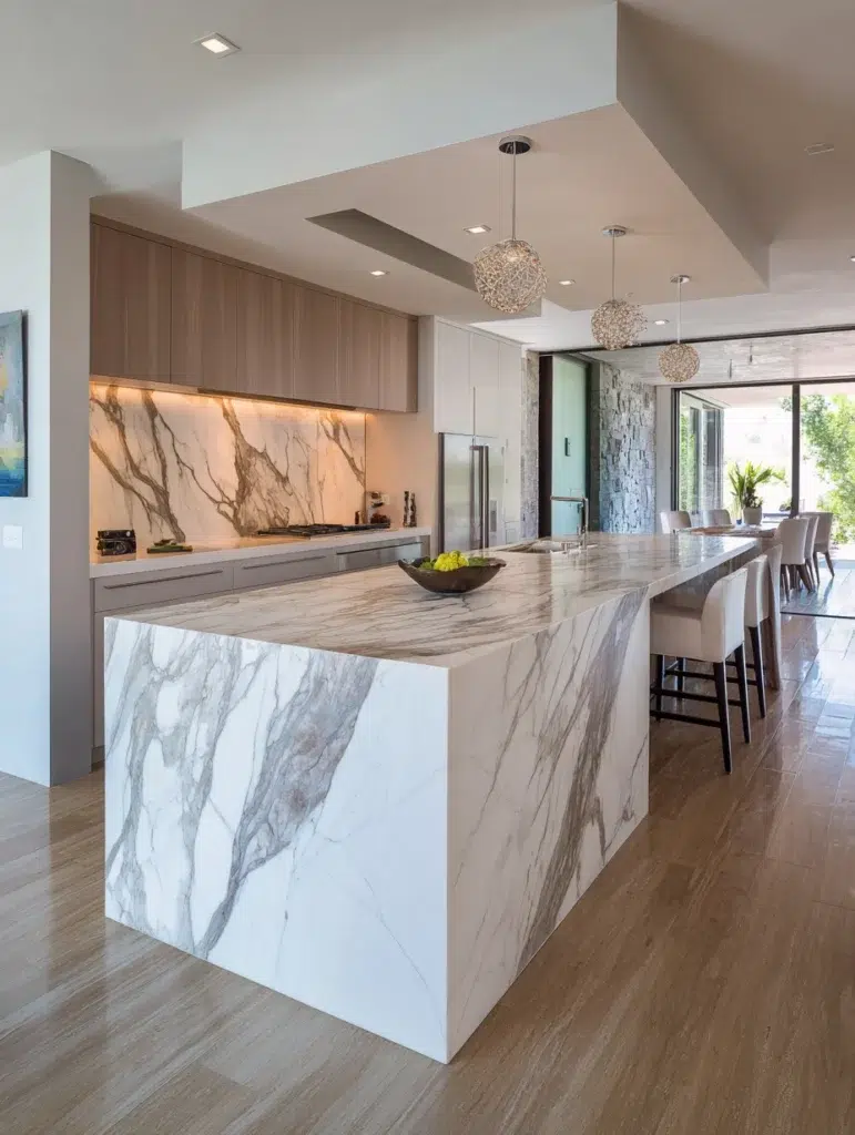 Minimalist Modern Kitchen Ideas: Waterfall Edge Countertops