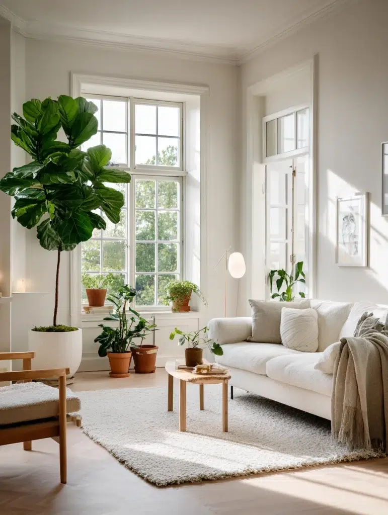Stunning Swedish Living Room Ideas: Incorporate Indoor Plants