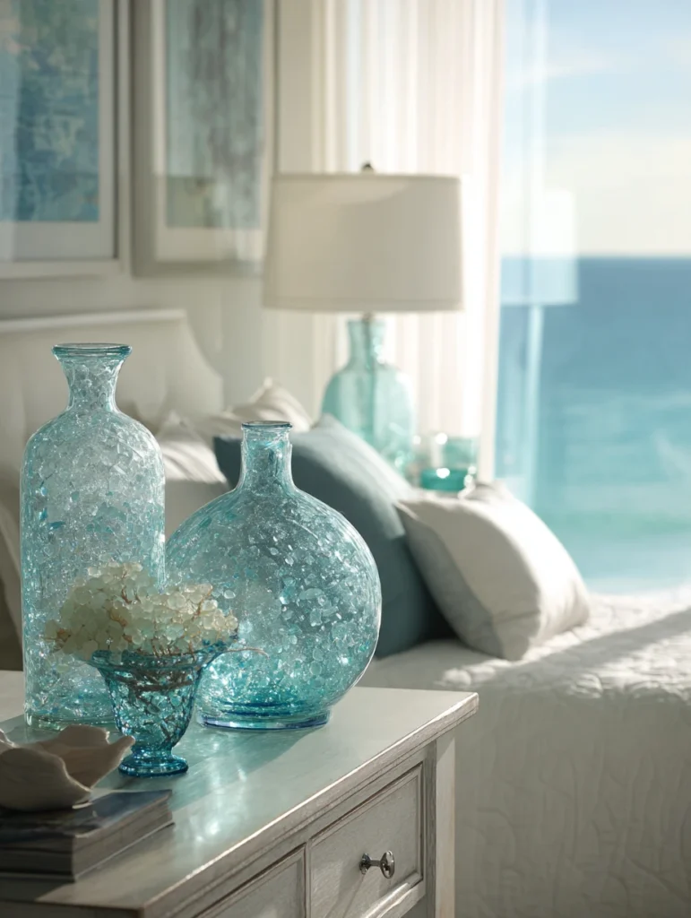 Coastal Bedroom Ideas: Display Sea Glass Accents