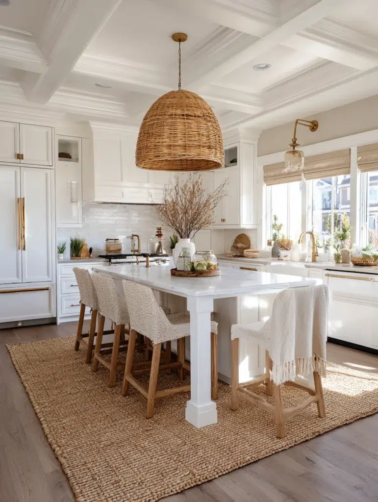 White and Beige Kitchen Ideas: Woven Textures and Textiles