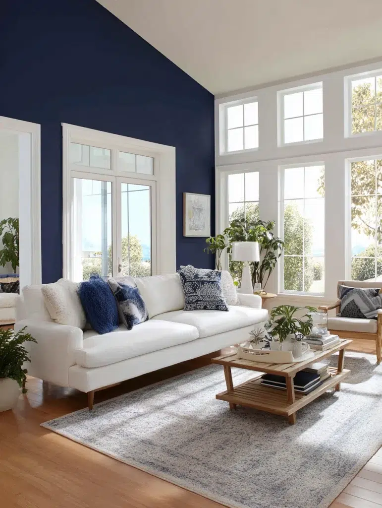 Wall Color Combinations: Navy Blue and Crisp White