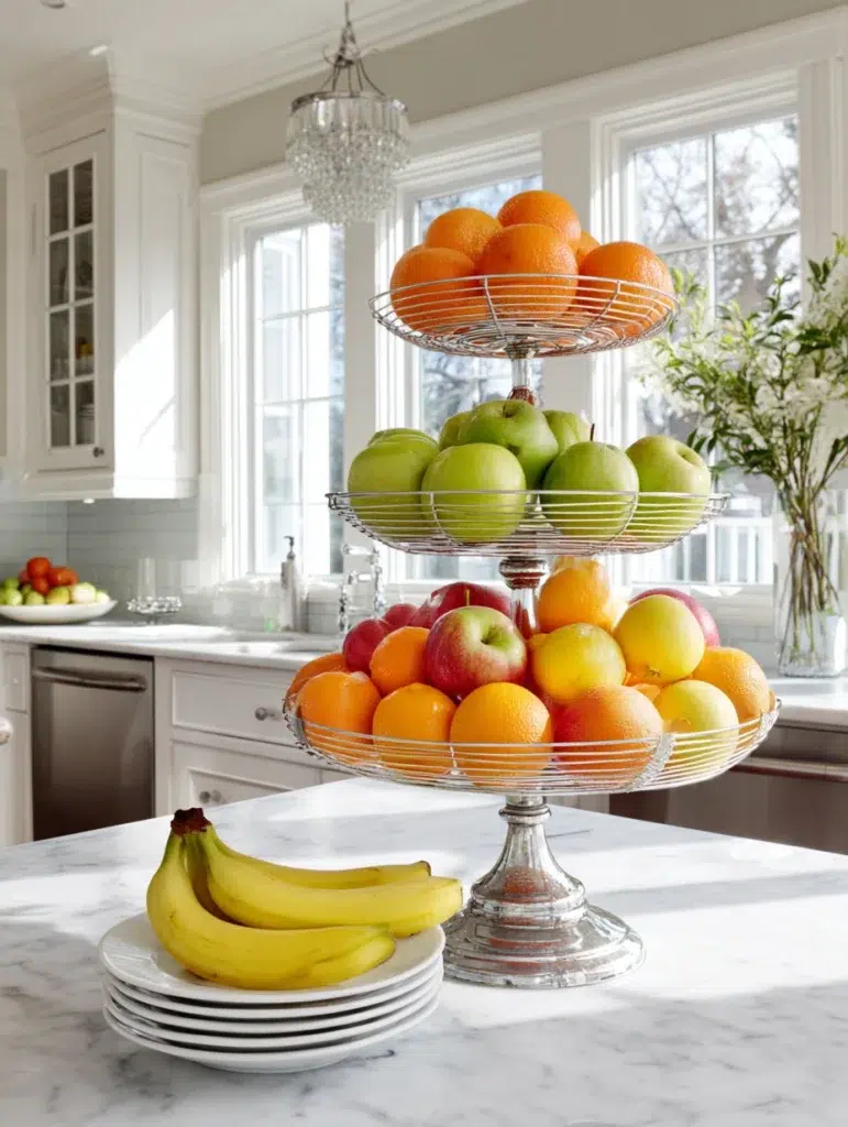 Creative Fruit Basket Ideas for Your Kitchen: Three-Tier Wire Basket Stand