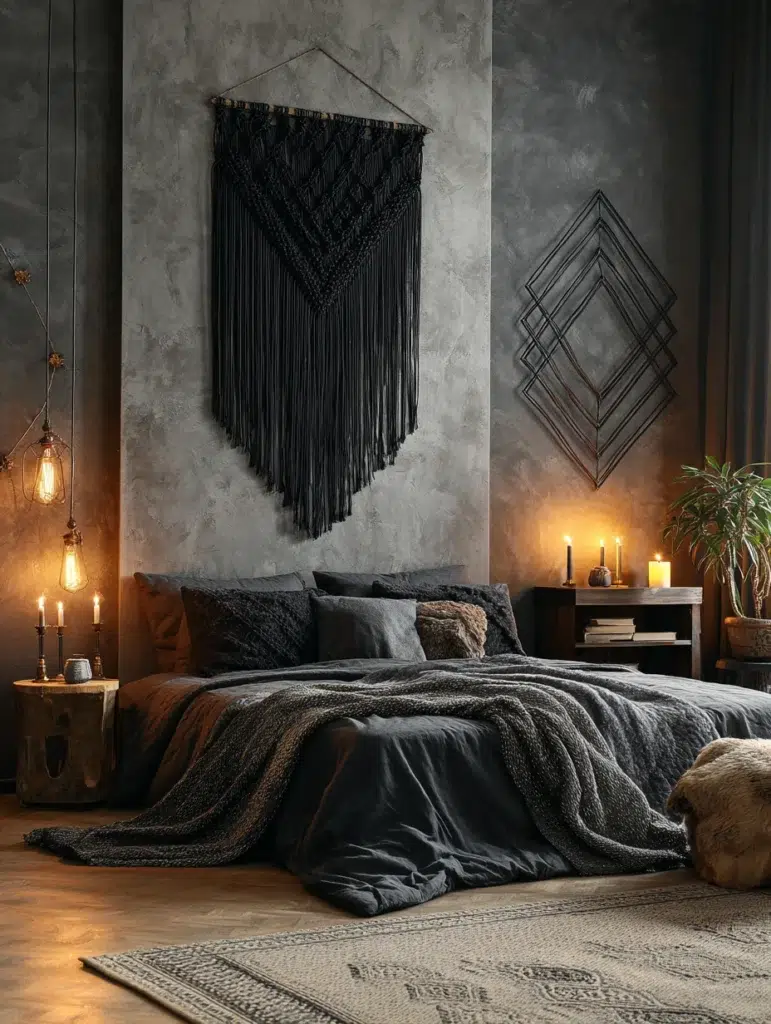 Aesthetic Grunge Room Ideas: Hang String Art or Macrame in Neutral Tones