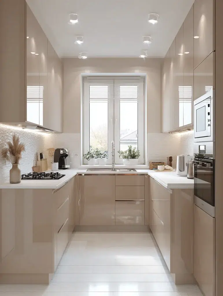 Beige Kitchen Cabinet Ideas: Beige Cabinets in a Small Kitchen