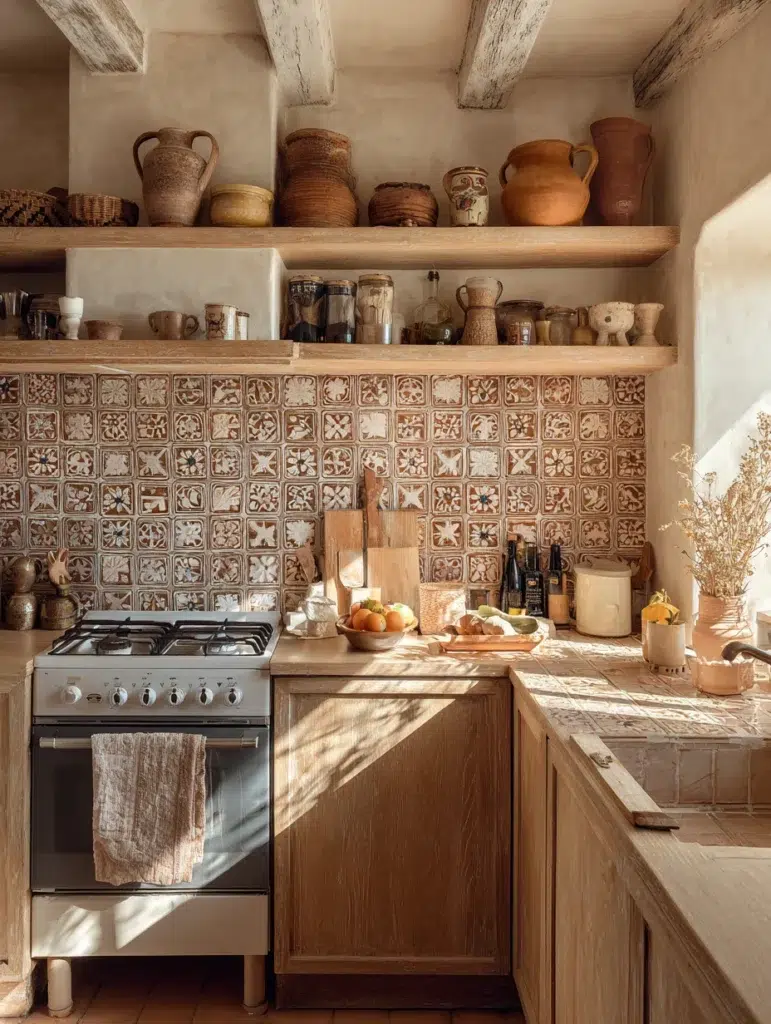 Small Boho Kitchen Ideas: Textured Backsplash on a Budget