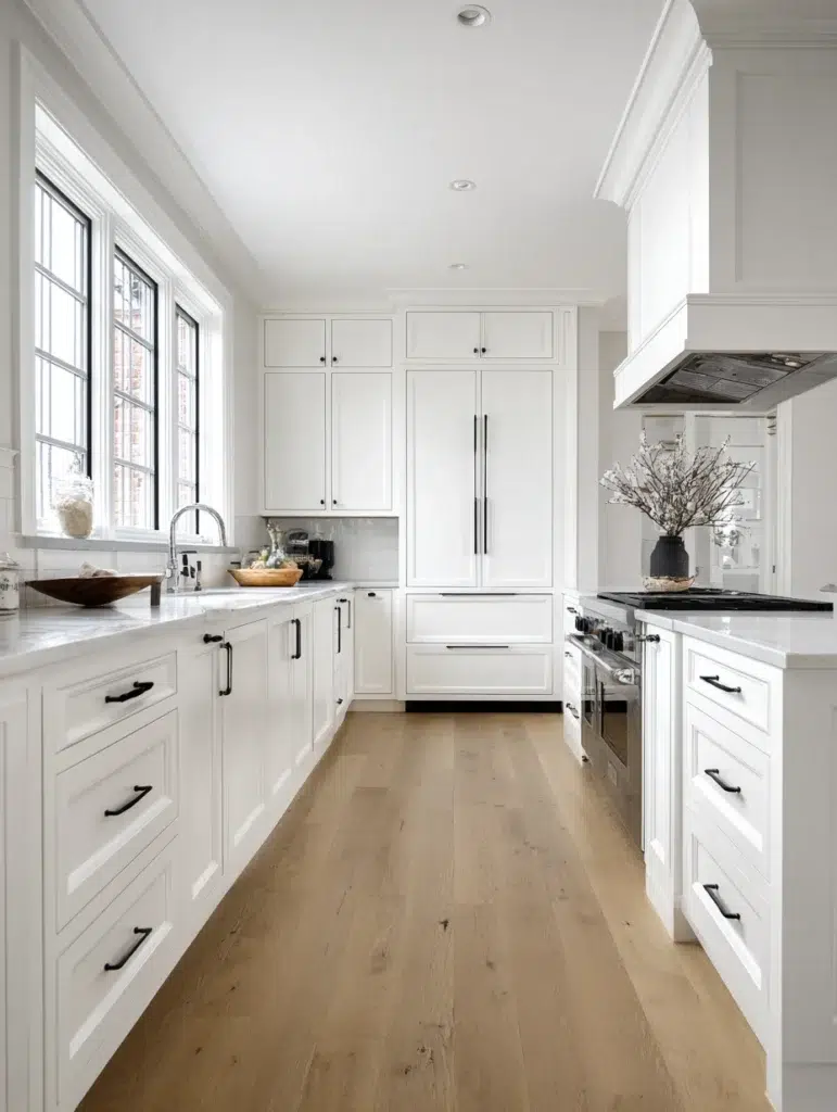 Black and White Kitchen Cabinet Ideas: White Cabinets with Black Toe Kicks