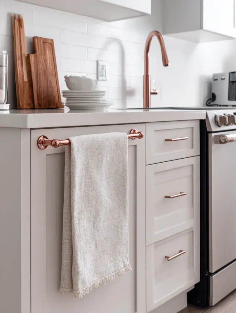 Rose Gold Kitchen Ideas: Rose Gold Towel Bar and Hooks