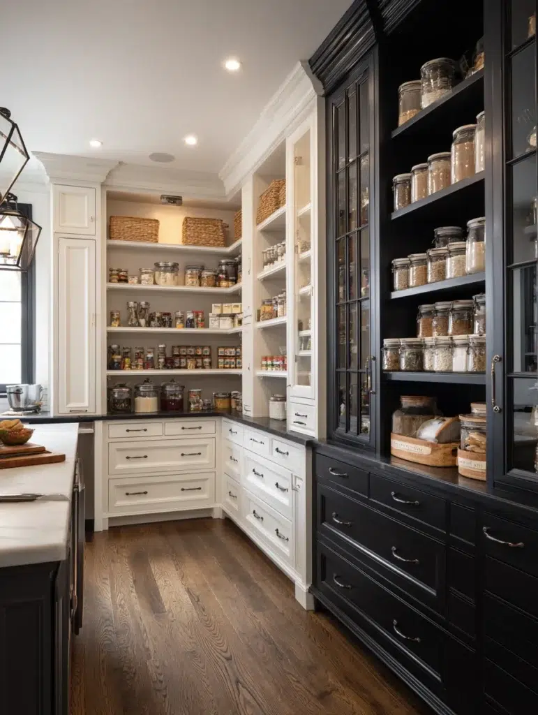 Black and White Kitchen Cabinet Ideas: Two-Toned Pantry Cabinets