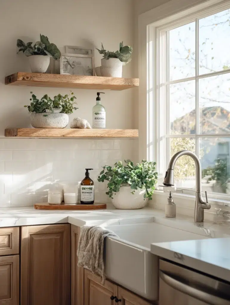 Kitchen Wash Basin Ideas: Add a Small Over-Sink Shelf