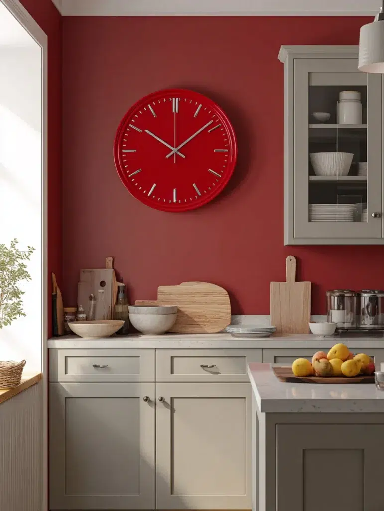 Red Kitchen Decor Ideas: Red Kitchen Clock