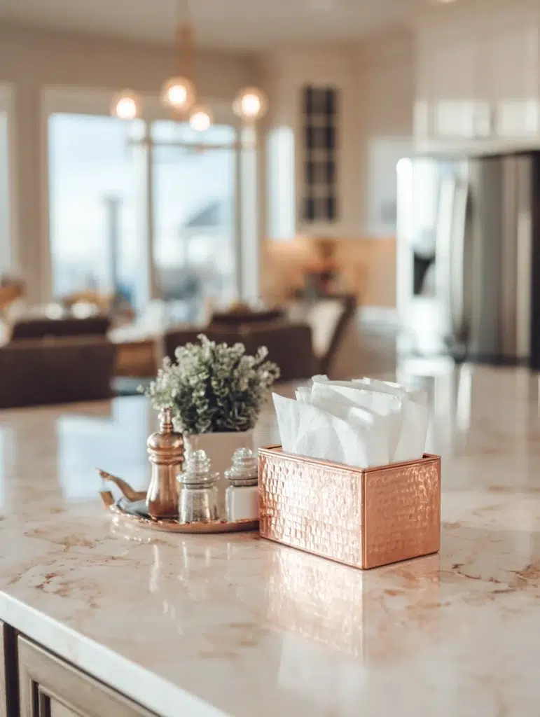 Rose Gold Kitchen Ideas: Rose Gold Napkin Holder for the Table