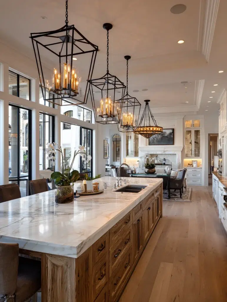 Elegant Kitchen Ideas: Statement Lighting That Does Double Duty