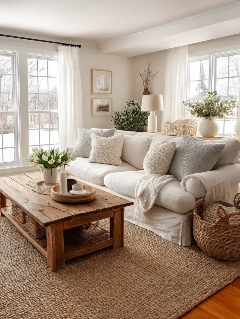 Aesthetic Farmhouse Living Room Ideas: Neutral Color Palette Foundation