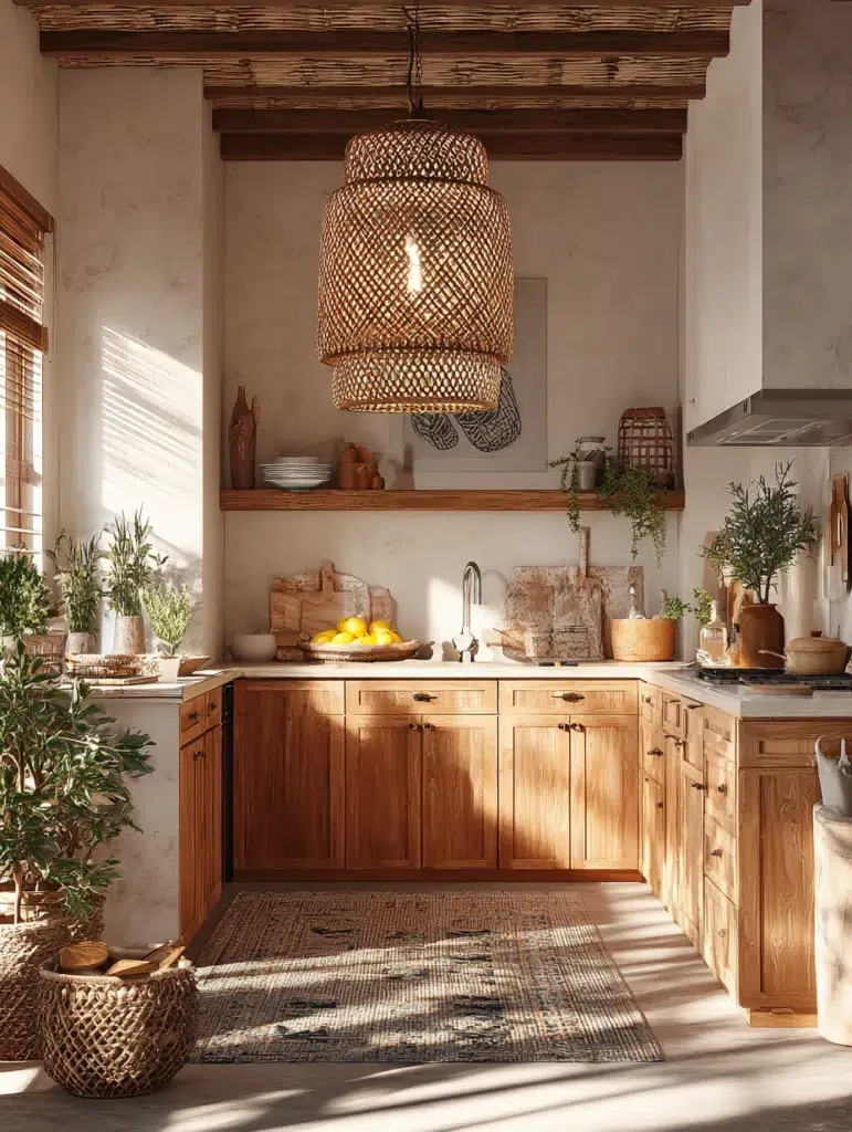 Small Boho Kitchen Ideas: Rattan Light Fixtures That Don't Break the Bank