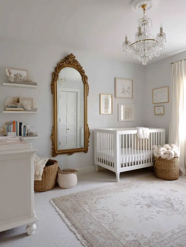 Elegant French Nursery Ideas: Ornate Vintage Mirror