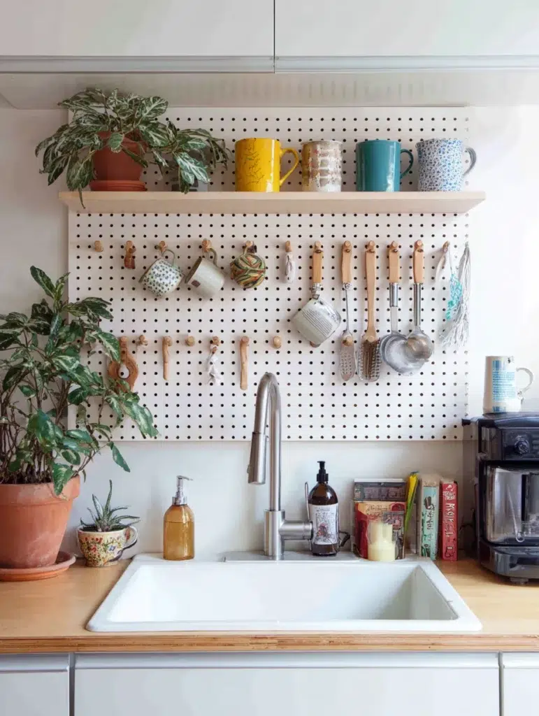 Above Kitchen Sink Ideas: Install a Pegboard for Function and Style