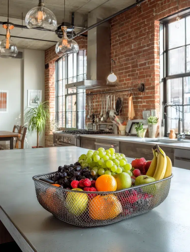 Creative Fruit Basket Ideas for Your Kitchen: Metal Mesh Basket with Handle