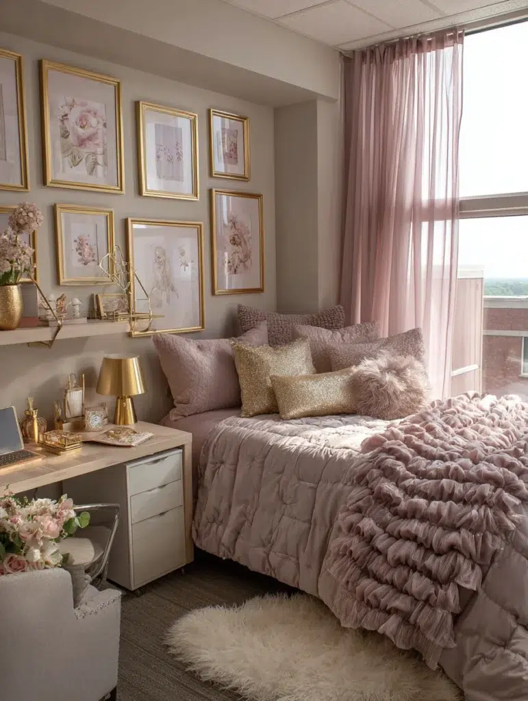 Dorm Room Color Ideas: Dusty Rose and Gold