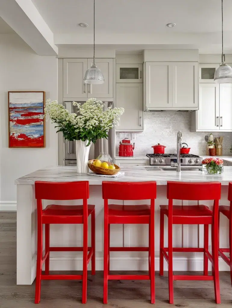 Red Kitchen Decor Ideas: Vibrant Red Bar Stools