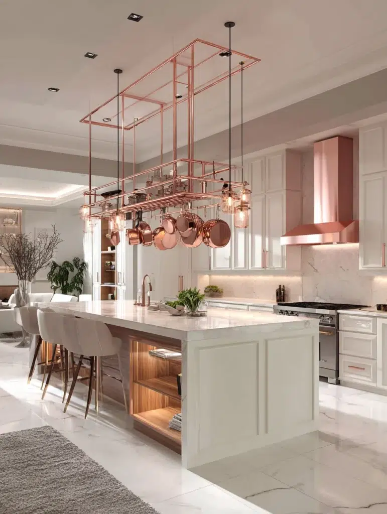 Rose Gold Kitchen Ideas: Rose Gold Hanging Pot Rack