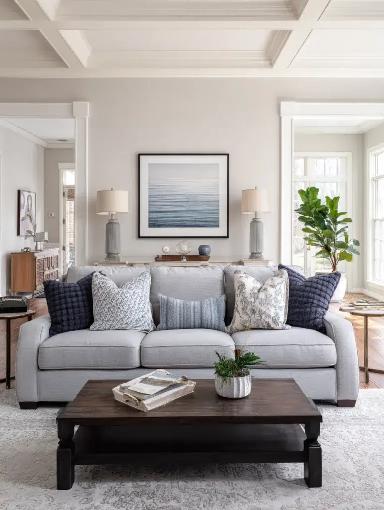 Grey Couch Living Room Ideas: Create Symmetry with Side Tables