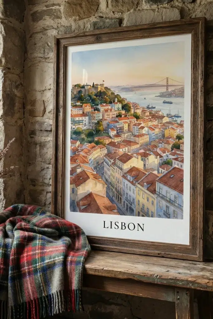 Bedroom Wall Art Ideas: Lisbon City Wall Art Print