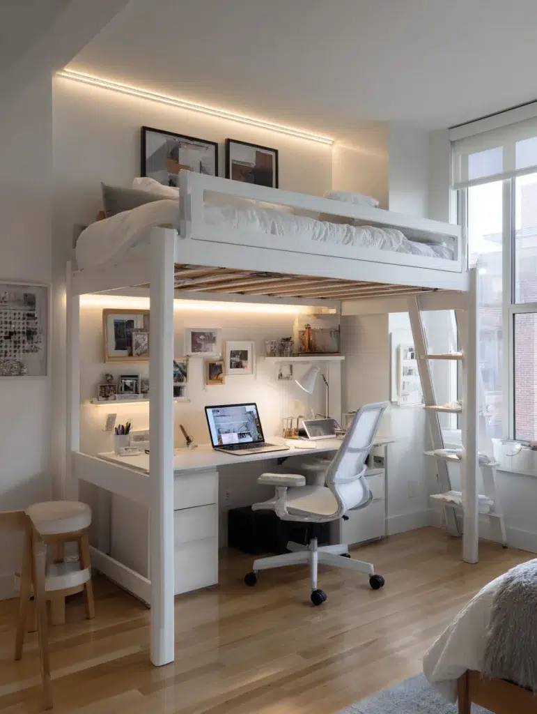 Loft Bed Bedroom Ideas: Under-Bed Home Office Setup