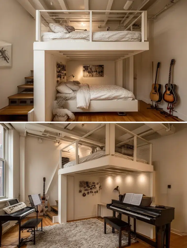 Loft Bed Bedroom Ideas: Music Practice Space