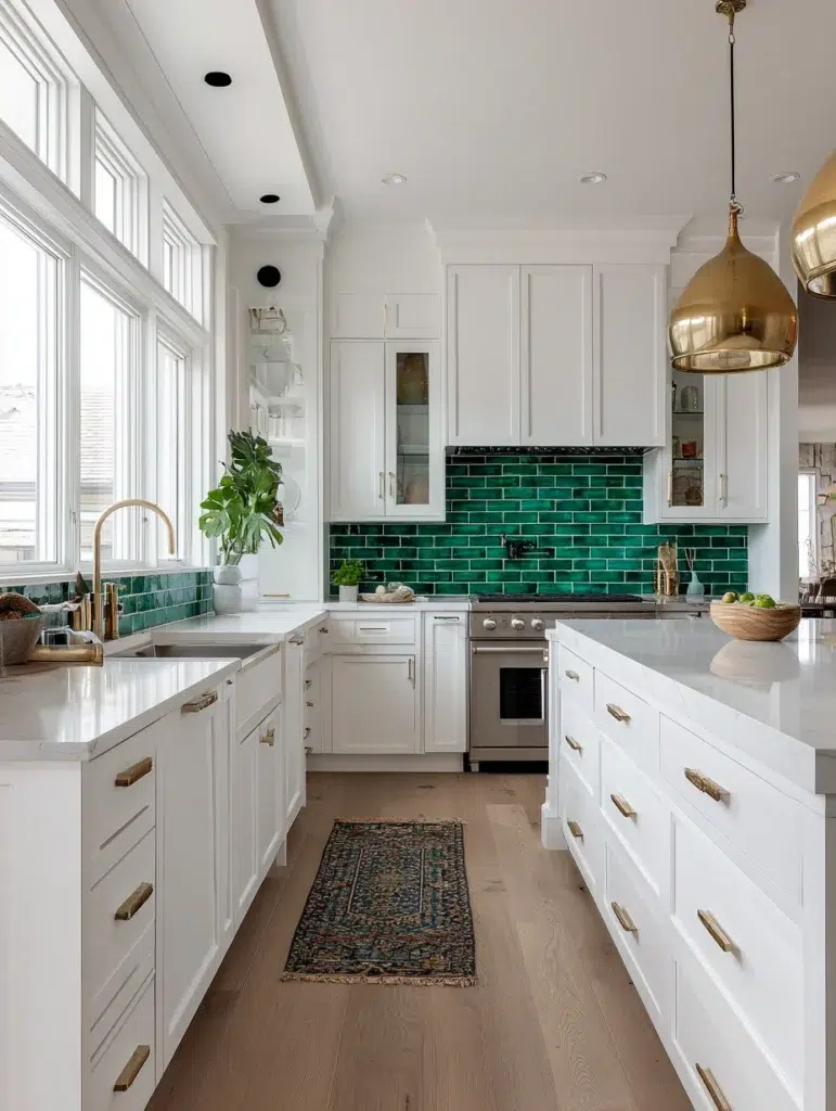 14 White Cabinets with Contrasting