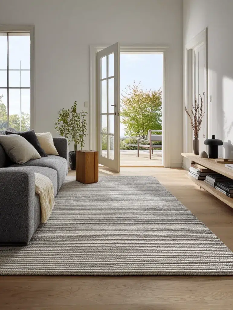 Stylish Living Room Rug Ideas: Low-Profile Flatweave Rugs