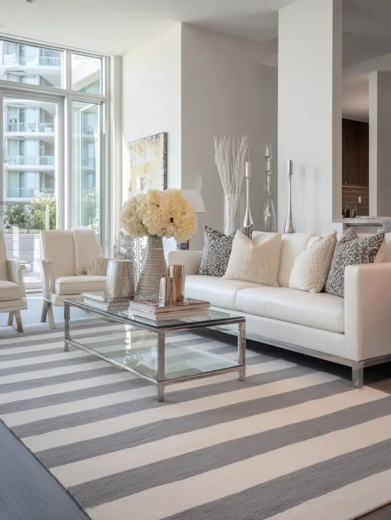 Stylish Living Room Rug Ideas: Striped Designs for Visual Length