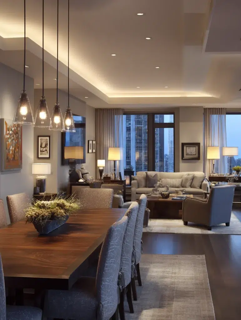 Small Living Room Dining Room Combo Ideas: Install Dimmer Switches for Layered Lighting