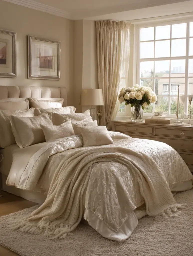 Beige Bedroom Ideas: Add Cream-Colored Bedding for Softness